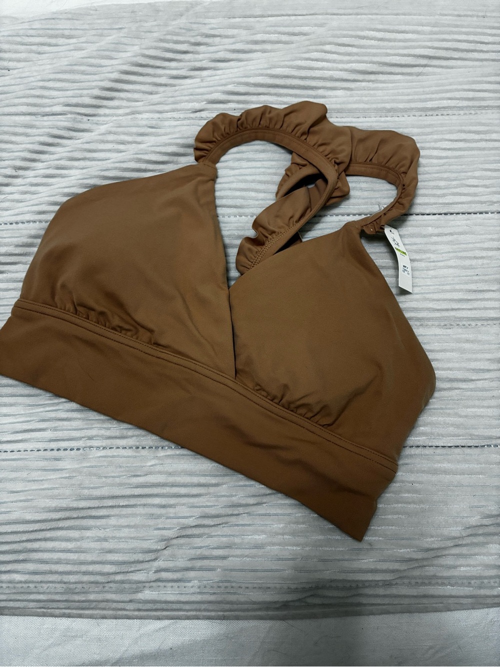 aerie Brown Ruffle-Strap Bikini Top
